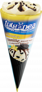 FULG DE NEA black cone with vanilla ice cream, cocoa glaze and black biscuits