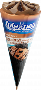 FULG DE NEA black cone with chocolate ice cream, black biscuits and cocoa glaze