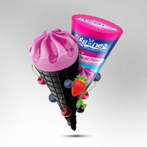 FULG DE NEA FOREST FRUIT ice cream with berries sauce in a black cone
