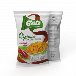 GUSTO ORGANIC CORN PUFFS WITH SMOKED CHILLI 100G