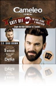 CAMELEO - MEN GREY OFF Hair, Beard & moustache single-used hair colorizer 3.0 DARK BROWN 2x15ml