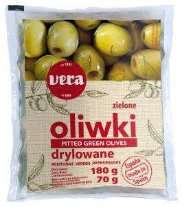 Green pitted olives 180 g pouch VERA