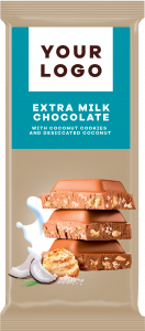 EXTRA MILK chocolate with coconut cookies and desiccated coconut