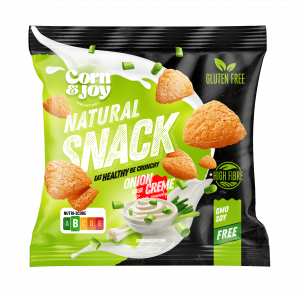 Extruded Onion and sour cream flavoured gluten free snack