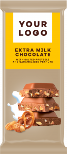 EXTRA MILK chocolate with salted pretzels and carmelized peanuts