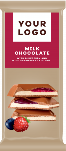 MILK chocolate with BLUEBERRY and WILD STRAWBERRY filling