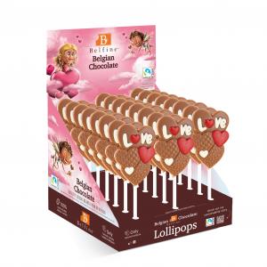 Belfine decorated love heart chocolate lollipop