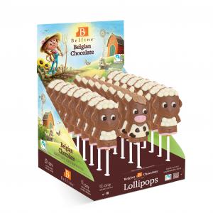 Belfine decorated farm animals chocolate lollipops
