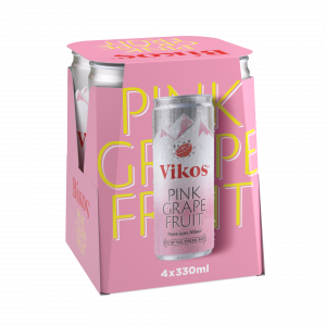 Vikos Pink Grapefruit Premium Mixer Can 4x330ml NTF Paper Multipack