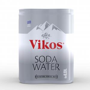 Vikos Soda Water with Natural Mineral Water Can 4x 330ml Multipack