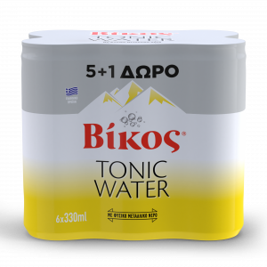 Vikos Tonic Water with Natural Mineral Water Can 6x330ml Multipack