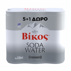 Vikos Soda Water with Natural Mineral Water Can 6x330ml Multipack