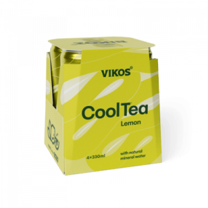 Vikos Cool Tea Lemon Can 4x330ml NTF Paper Multipack