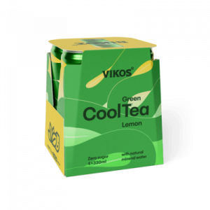 Vikos Cool Tea Green Zero Sugar  Can 4x330ml NTF Paper Multipack