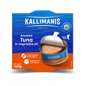140 G KALLIMANIS Solid Smoke Flavoured Tuna in Sunflower Oil - Easy Peel
