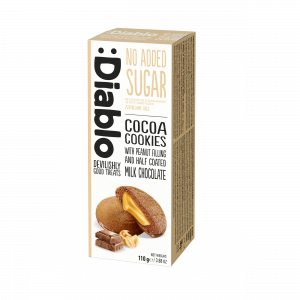 Diablo Cocoa Cookies with Peanut filling and half coated Milk Chocolate 110g