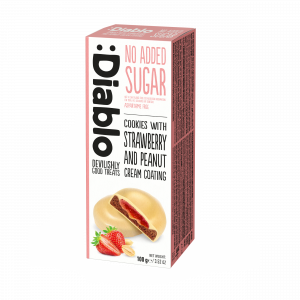 Diablo Cookies with Strawberry & Peanut Cream Coating 100g
