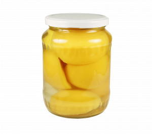 Peeled peach halves in light syrup 720 ml, glass jar