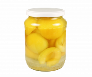Peeled apricots halves in light syrup 720 ml, glass jar