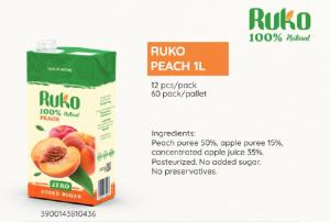 Ruko Peach Juice 1L UHT