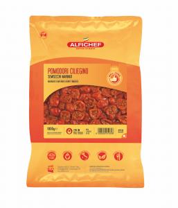 Semidried cherry tomato halves, marinated