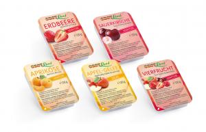 Portionspacks 20g & 25g : Strawberry, Sour Cherry, Apricot, Apple-Jelly, Mixed-fruit, Black current, Peach-Passionfruit