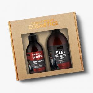 SEX & BUSINESS SCENT black set: shower gel 500ml, shampoo 300ml (paper layer)