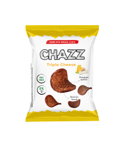 Sourdough Rye Bread Chips CHAZZ, Triple Cheese flavour, 100 g