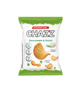 Sourdough Rye Bread Chips CHAZZ, Sour Cream and Onion flavour, 100 g