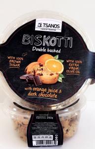 BISCOTTI DOUBLEBAKED WITH ORANGE JUICE AND DARK CHOCOLATE