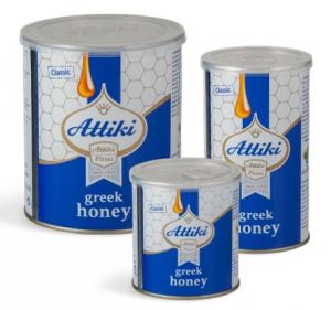 Attiki Greek wild flora and thyme honey in tin