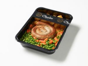 CHIPOLATA WITH PEAS, CARROTS AND BABY POTATOES