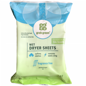 Grab Green Wet Dryer Sheets, Fragrance Free 32 sheets
