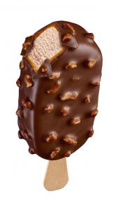 Double coated Caramel ice cream stick with Macadamia nuts