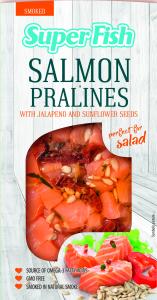 Cold smoked salmon bites with jalapeño pepper & sunflower seeds