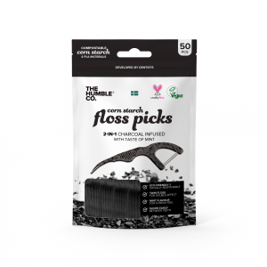 Cornstarch & Charcoal Floss Picks (50 pack)