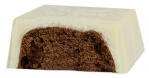 Chocolate bar, white, filled with hazelnut praliné