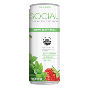 SOCIAL Organic Sparkling Water | Strawberry Basil