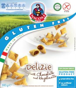 Gluten Free Pillows (Delizie) filled with chocolate cream & hazelnuts
