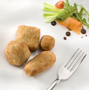 Spanish Croquettes (Iberian Ham, Iberian Chorizo, Stew of Meat and Codfish Croquettes) perfect for pecking.    Piquillo red pepper stuffed with a variety of different flavor bechamel dough .    Scallop shell stuffed  and Tigres - Stuffed mussels covered