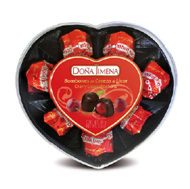 J61311 - Several Flavors Chocolate Bombons Plastic Heart-shaped Doña Jimena 80g