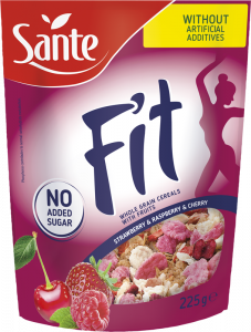 Fit breakfast cereals with strawberry raspberry and cherry