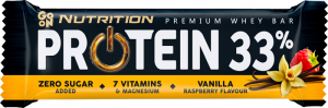 Protein Bar 33% No Added Sugar Go On Nutrition vanillia & raspberry