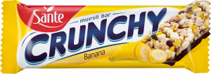 Crunchy bar with bananas and chocolate coating